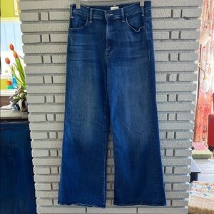 MOTHER Women's Petite’s Lil Hustler Roller Sneak Wide Leg Jeans - Dark Blue